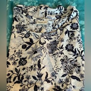 Rachel Zoe Blue and White Floral Linen Cap sleeve top